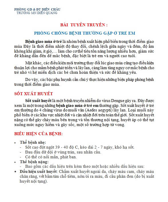 Tuyên truyền phòng bệnh sốt xuất huyết